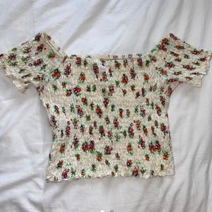 Stretchy off shoulder floral top